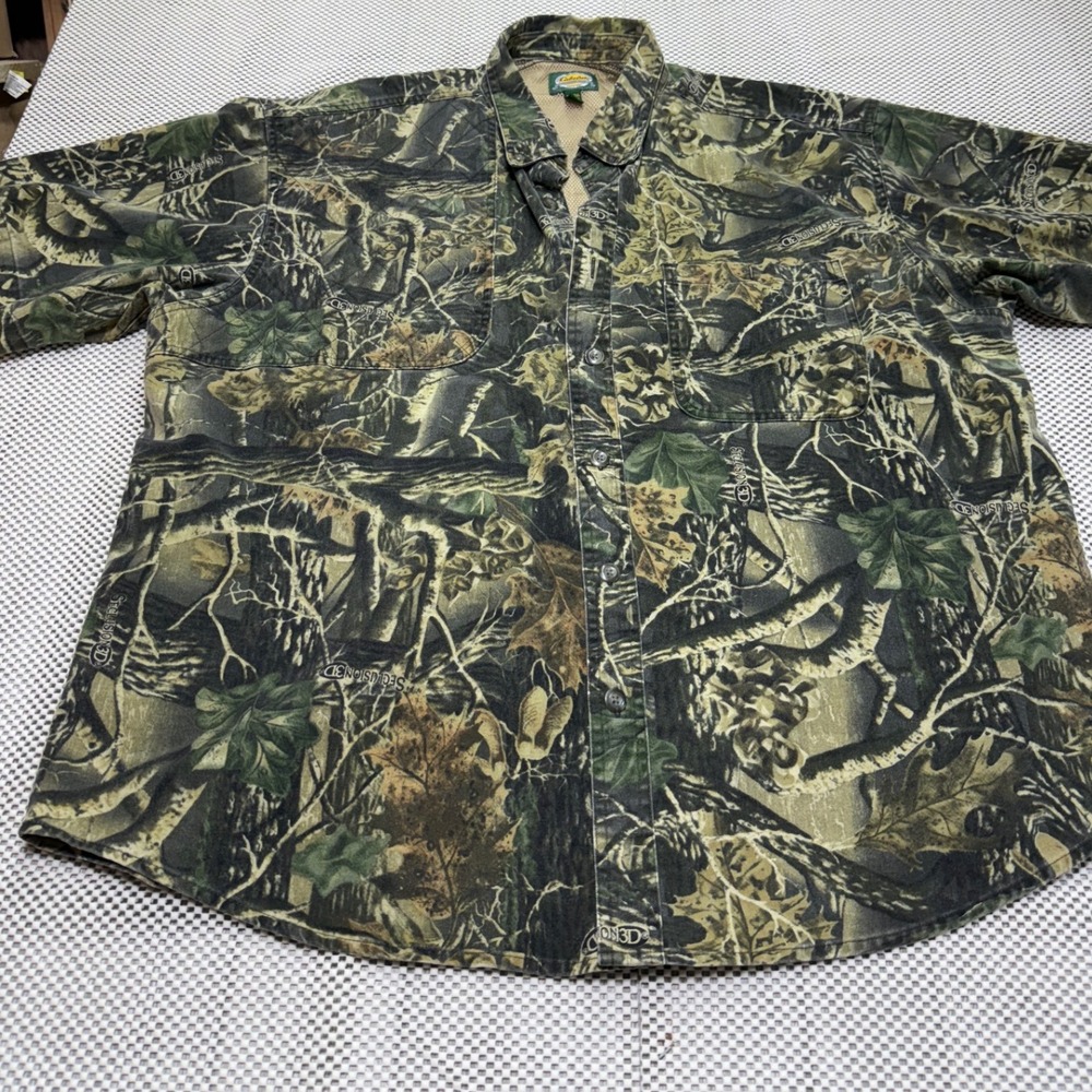Cabela's 2XL Mens Seclusion 3D Camo Short Sleeve Button Up Hunting Shirt